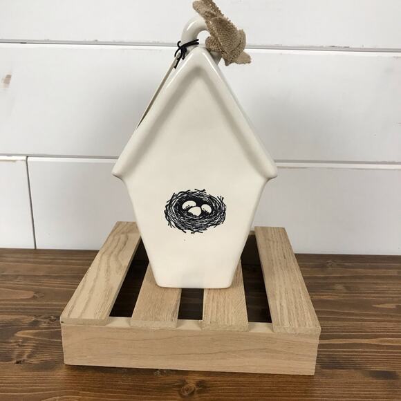 Rae Dunn Knock Slanted Roof Birdhouse NEW - Picture 4 of 6